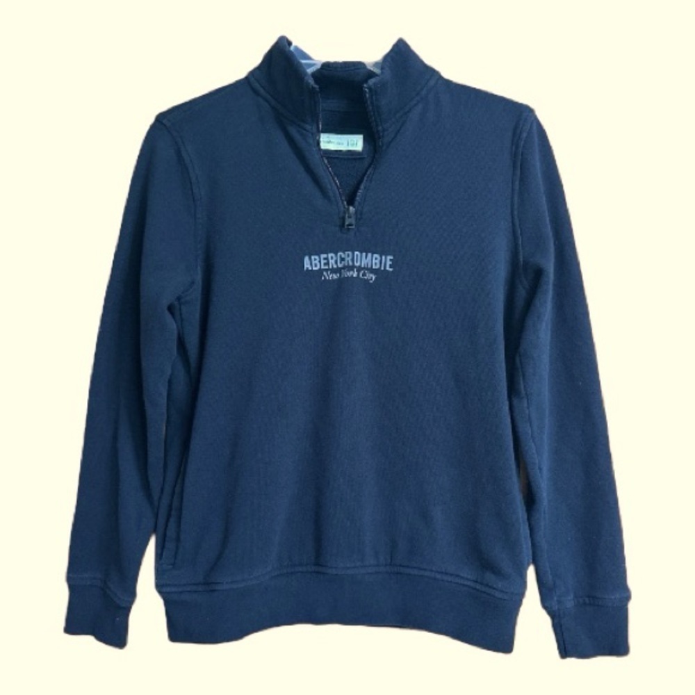 Abercrombie Kids Boy’s Partial Zip Black Pullover Sweatshirt, Sz 11/12